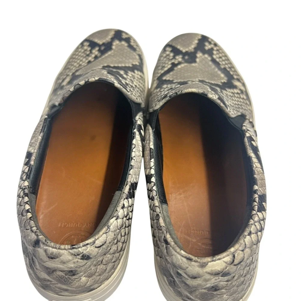 Tory Burch‎ Women Slip On Sneaker Grey Snakeskin Embossed Leather 8M